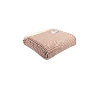 Tweedmill Textiles EXTRA LARGE 100% Pure New Wool Waffle King Size Blanket Throw (Dusky Pink & Cream)
