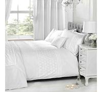 Homespace Direct White Single Duvet Cover & P/case Bedding Bed Set Floral Emdroidered
