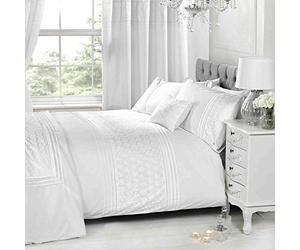 Homespace Direct White Single Duvet Cover & P/case Bedding Bed Set Floral Emdroidered