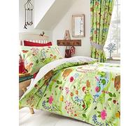 Homespace Direct Woodland Adventure Kids Duvet Cover Set Childrens Woodland Animal Reversible Easy Care Bedding Daisy Flowers Butterflies and Bees Bed Linen with Pillowcases - Double