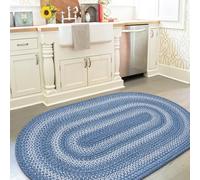 Homespice 20x30” Blue Oval Braided Rug. Denim Blue and White Jute Oval Rug. Uses- Entryway, Kitchen Rugs, Bathroom Rugs. Reversible, Rustic, Country, Primitive, Farmhouse Decor Rug