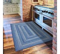 Homespice Denim Premium Jute Braided Area Rug, 27" x 45" Rectangular Blue - Navy - White, Reversible, Natural Jute Yarn Rustic, Country, Primitive, Farmhouse Style - 30 Day Risk Free Purchase