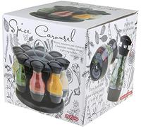 Homespired® 8 Jars Spice Rack Rotatable Spice Carousel Retractable Cover, Bottom Rotary Switch, Kitchen Countertop Spice Storage Organiser