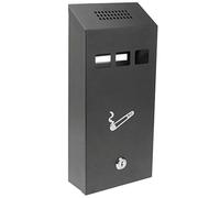 Homespired® Outdoor Ash Bin, Smoking Cigarette Bin, Ashtray Solid Steel Heavy Duty Scratch Resistant, Powder Coated in Black, Cylinder Lock with 2 Keys (14.7 x 32.3 x 6.0 cm)