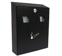 Homespired® Outdoor Ash Bin, Smoking Cigarette Bin, Ashtray Solid Steel Heavy Duty Scratch Resistant, Powder Coated in Black, Cylinder Lock with 2 Keys (25.7 x 9.5 x 30 cm)