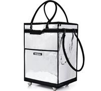 HOMESPON Foldable Shopping Trolley Bag on Wheels, Large Waterproof Reusable Grocery Tote, 5 Sturdy Handles Rolling Shopping Bag for Groceries, Laundry, Camping and Moving