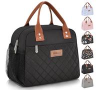 HOMESPON Insulated Lunch Bag for Women Adult Work Ladies Men Cool Bag Lunch Box Container Tote Bags for School Picnic or Travel(Black Side Pockets)