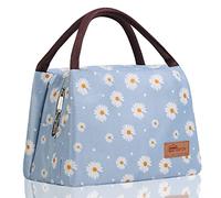 HOMESPON Lunch Bag Insulated Lunch Bags for Women Men Adult Foldable Cool Bag Lunch Box Container Large Capacity Ladies Lunch Tote Bag for Work Picnic or Travel(Blue Daisy)