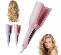 Homessencials Hair Styling Tool with Negative Ionic Technology, Create Frizz-Free French Curls Effortlessly, 3D Curling Iron for Quickly Creating Smooth Waves, Long Lasting, for Women(Pink)