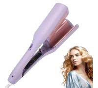 Homessencials Hair Styling Tool with Negative Ionic Technology, Curluxe French Curls Iron, 32mm V-Shape Ceramic Big Waves Hair Crimper, Adjustable Temperatures, 15-Second Heat-Up (Purple)