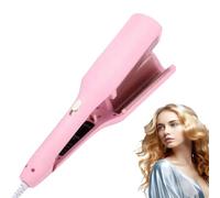 Homessencials Hair Styling Tool with Negative Ionic Technology, Curluxe French Curls Iron, 32mm V-Shape Ceramic Big Waves Hair Crimper, Adjustable Temperatures, 15-Second Heat-Up (Pink)