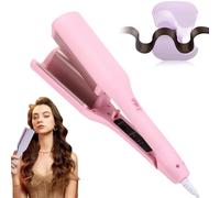 Homessencials Hair Styling Tool with Negative Ionic Technology, French Curls Iron, 32mm Big Wave Hair Curler, Adjustable Temperature Wave Curling Iron Anti-Scald Hair Crimper for Women, Girls (Pink)