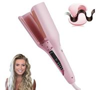Homessencials Hair Styling Tool with Negative Ionic Technology, French Curls Iron, French V Curls Iron, 4 Gears Double-Sided Heating Lasting, Frizz-Free French Curls Curling, Smooth Waves (Pink)