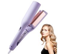 Homessencials Hair Styling Tool with Negative Ionic Technology,French Wave Curling Iron,32MM Ceramic Curling Wand,Hair Waver Wand Double Barrel Curler with Adjustable Temp for Women Girls (Purple)
