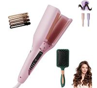 Homessencials Hair Styling Tool with Negative Ionic Technology - Quickly Creating Smooth Waves, 32mm French V Curls Iron,15s Double-Sided Heating,Wave Curling Iron,4speed Temperature Adjustment (B)