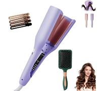 Homessencials Hair Styling Tool with Negative Ionic Technology - Quickly Creating Smooth Waves, 32mm French V Curls Iron,15s Double-Sided Heating,Wave Curling Iron,4speed Temperature Adjustment (A)
