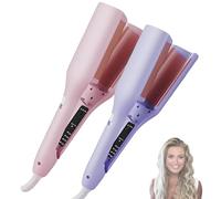Homessencials Hair Styling Tool with Negative Ionic Technology, Romantic French Egg Curling Iron Hair Waver Curler, 4 Gears Double-SidedHeating, Quickly Creating Smooth Waves(Pink and Purple)