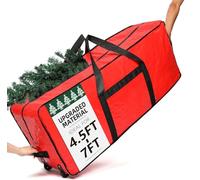 HOMEST Christmas Tree Storage Bag, Fits for 7.5 ft Artificial Xmas Tree, Zippered Christmas Tree Bag with Reinforced Carrying Handles and Wheels, Red (Bag Only)