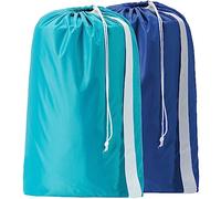 HOMEST Large Laundry Bags for Travelling with Shoulder Strap, Machine Washable Rip Proof Dirty Clothes Drawsting Bag, Blue
