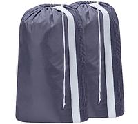 HOMEST Large Laundry Bags for Travelling with Shoulder Strap, Machine Washable Rip Proof Dirty Clothes Drawsting Bag, Grey