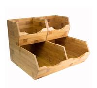 HOMESTEAD Bamboo Pantry Storage Bins - Stackable Baskets, Potato and Onion Storage for Pantry Organization, Set 3 Pieces