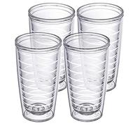 Homestead Choice 16oz Insulated Tumblers Plastic Keeps Drinks Cold & Hot, 4pk Double Walled Clear Insulated Drinking Glasses Cup, BPA-Free, Dishwasher Safe Reusable