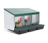 Homestead Essentials 3 Compartment Roll Out Nesting Box for Up to 15 Hens | Heavy Duty Nest Box for Chicken and Poultry with Lid Cover to Protect Eggs (Without Perch)