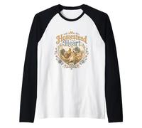 Homestead Heart Chickens Farm Life Rustic Design Raglan Baseball Tee