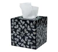 HOMESTEAD White Vine Tissue Box, 5.4 x 5.4 x 5.7 in - Tissue Holder for Kleenex Cube Tissue, Accent Tissue Box Cover with Lid at Bottom for Bathroom and Bedroom