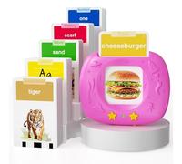 HOMESTEC Toddlers Speech Learning Toys, Upgraded Realistic Flash Cards, Sight Words with Sounds, British Accent, Educational Montessori Multi-Sensory Kit for Pre-school Kids Gifts (Space Pink)