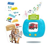 HOMESTEC Toddlers Talking Flash Cards in French, 288 French visual words with Pronunciations and Sounds, French Learning Toys for Preschool Kids Gifts (Blue)