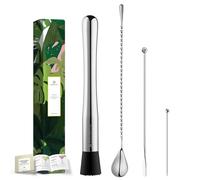 Homestia 10 Inches Professional Muddler for Cocktails - Stainless Steel Muddler Old Fashioned Cocktail Kit Ice Crusher - Cocktail Bartender Kit for Home Bar - Fruit Crusher for Mojito (Set of 4)