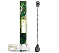 Homestia 12-Inch Skull Bar Spoon, 304 Stainless Steel Cocktail Spoon for Layering Long Spiral Handle Mixing Spoon Stirrers for Drink Black
