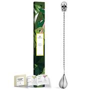 Homestia 12-Inch Skull Bar Spoon, 304 Stainless Steel Cocktail Spoon for Layering Long Spiral Handle Mixing Spoon Stirrers for Drink Silver