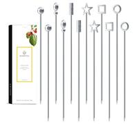Homestia 12PCS Metal Cocktail Picks for Drinks, 4.6" Decorative Heads Cocktail Toothpicks Cocktail Garnish Cocktail Swords, Fancy Martini Picks Olive Picks, Cocktail Pins Cocktail Accessories Silver