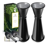 Homestia 2 Pack Japanese Jigger for Bartending, Double Cocktail Measuring Cup 304 Stainless Steel Jigger 2 oz 1 oz w/Measurements Inside for Bartenders, Bar Supplies (Black)