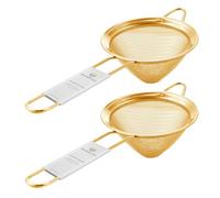 Homestia 2PCS 3.3" Fine Mesh Strainer for Kitchen, 304 Stainless Steel, Cocktail Sieve, Food Sifters, Liquid Strainer Cup Strainer for Drinks, Tea, Coffee, Juice, Flour, Spice (Gold)
