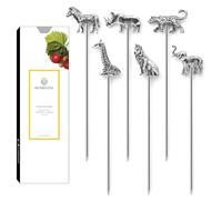 Homestia 6 Pcs Metal Cocktail Picks, 4.7'' Olive Skewers, Animial Decor