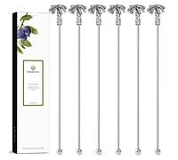 Homestia 6 Pieces Cocktail Stirrers for Drinks Reusable Coffee Stirrers, Palm Tree Stirring Sticks Metal Stir Sticks for Coffee Bar, Stainless Steel Alcohol Stirrers Swizzle Sticks for Cocktails