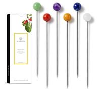 Homestia 6Pcs Colorful Natural Gemstone Cocktail Picks, Metal Martini Picks