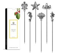 Homestia Metal Cocktail Picks, 4.7" Ocean Series Garnish Swords, 6 Pcs Fancy Martini & Olive Picks, Vintage Cocktail Pins