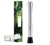 Homestia Stainless Steel Cocktail Muddler 10 Inch, Professional Heavy Duty Mojito Muddlers with Textured Crushing Head & Non-Slip Base, Bar Tool with Recipe Guide for Home Bartenders