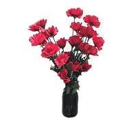 Homestreet 5 x Artificial Red Poppy Flower Stems 45cm With 20 Heads, Bunch Of Silk Poppies