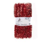 Homestreet 50ft Tinsel Garland For Christmas Tree Decorating 15 Metres of Sparkly Metallic Xmas Foil Extra Long for Stairs or Crafts (Red)