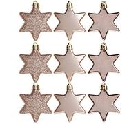 Homestreet Christmas Elegant Rose Gold Tree Decorations, Various Bauble Packs, Tinsel and Tree Toppers (9x Stars 5cm)