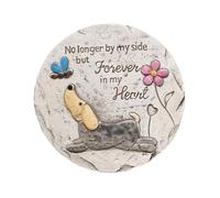 Homestreet Dog Memorial Stone, 15.5 cm Round, Hand-Painted Garden Marker, 'No Longer by My Side but Forever in My Heart', with Butterfly and Flower Details