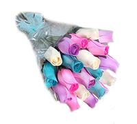 Homestreet Everlasting Flower Bouquet, 2 Dozen Wooden Roses in a choice of vibrant colours, 24 Rose Buds in Cello-Instant Floral Gift (Pastels)