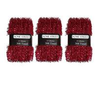 Homestreet Extra Long 15 metre, 50 foot Christmas Tinsel in a choice of Red, Silver or Gold Xmas Decoration (3 Pk Red)