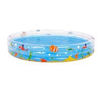 Homestreet Ocean Fun Paddling Pool, 150 cm Diameter, 53 cm Height, 3-Ring Inflatable Pool with Underwater Animals Design