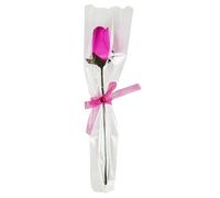 Homestreet Single Artificial Wooden Rose, 26cm, Cellophane Wrapped with Diamante Centre and Ribbon, Multiple Colours Available (Pink Tip)